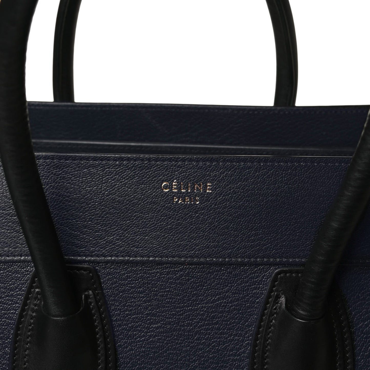Drummed Calfskin Mini Bi-Color Luggage Navy Black