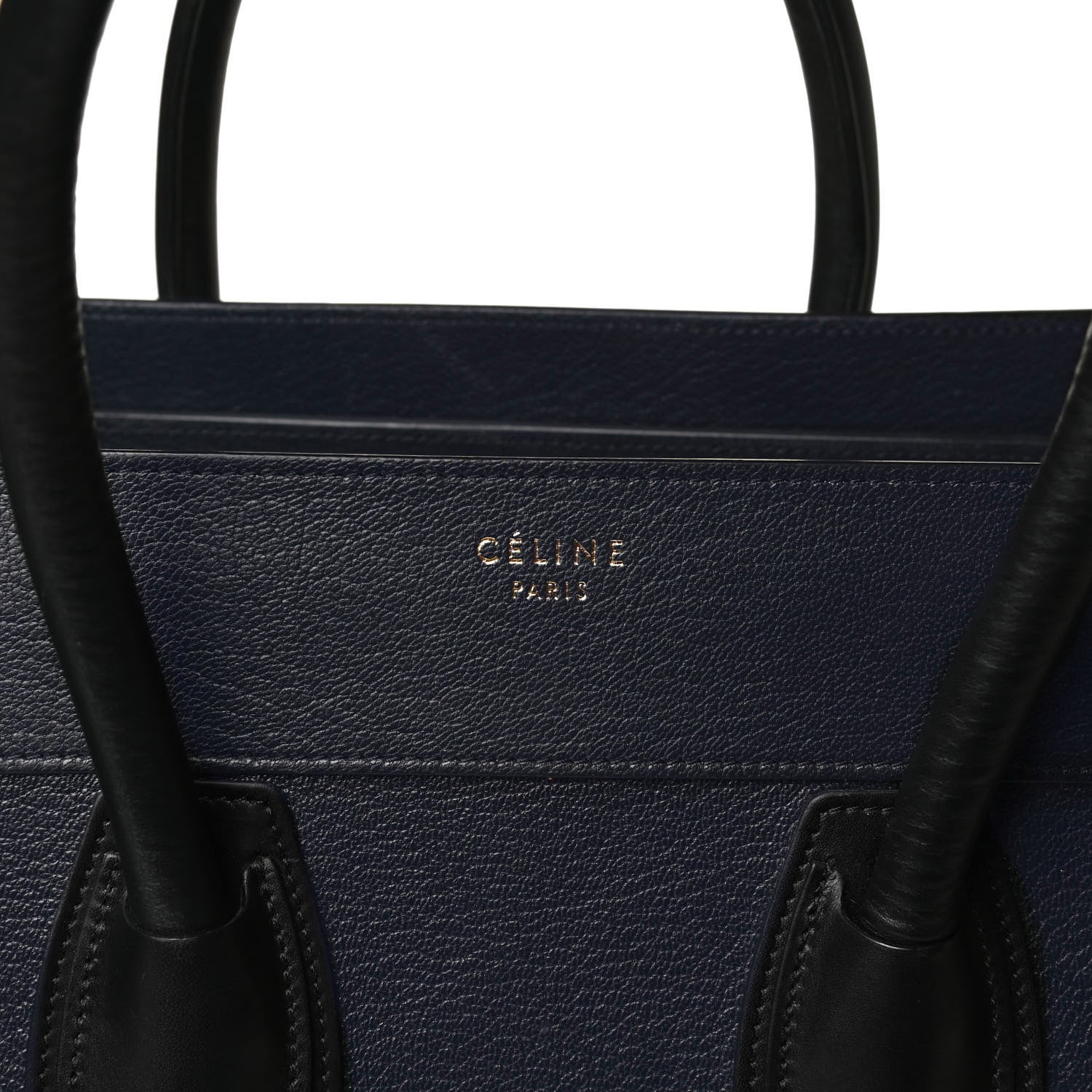 Celine Drummed Calfskin Mini Bi-Color Luggage Navy Black 9 of 10