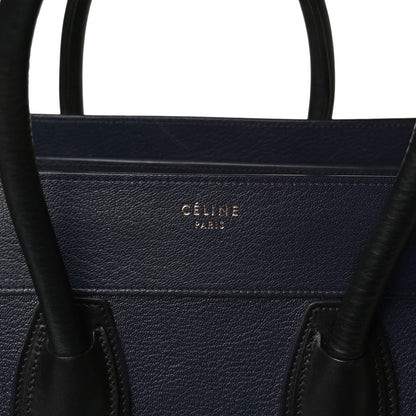 Celine Drummed Calfskin Mini Bi-Color Luggage Navy Black 9 of 10