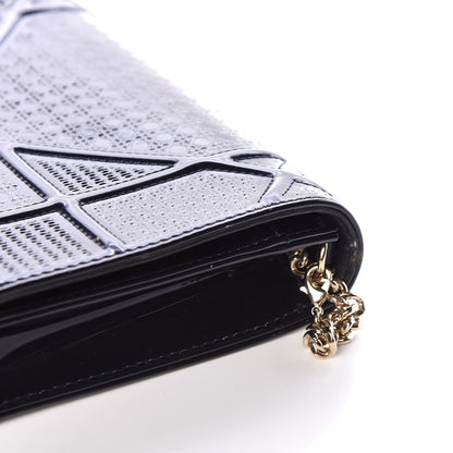 Christian Dior Metallic Patent Micro-Cannage Diorama Wallet on Chain Pouch Navy Blue 10 of 14