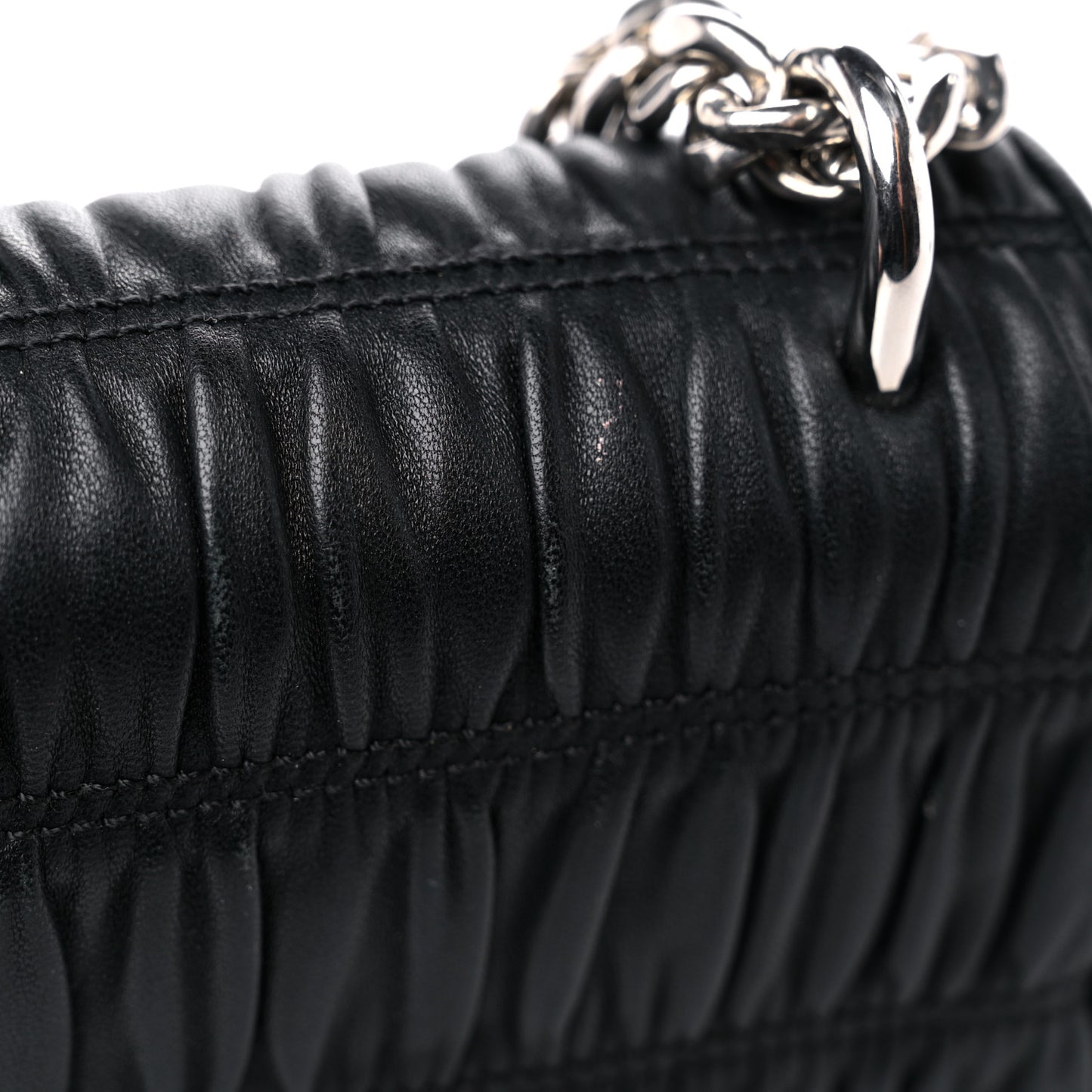 Nappa Gaufre Small Chain Flap Shoulder Bag Black