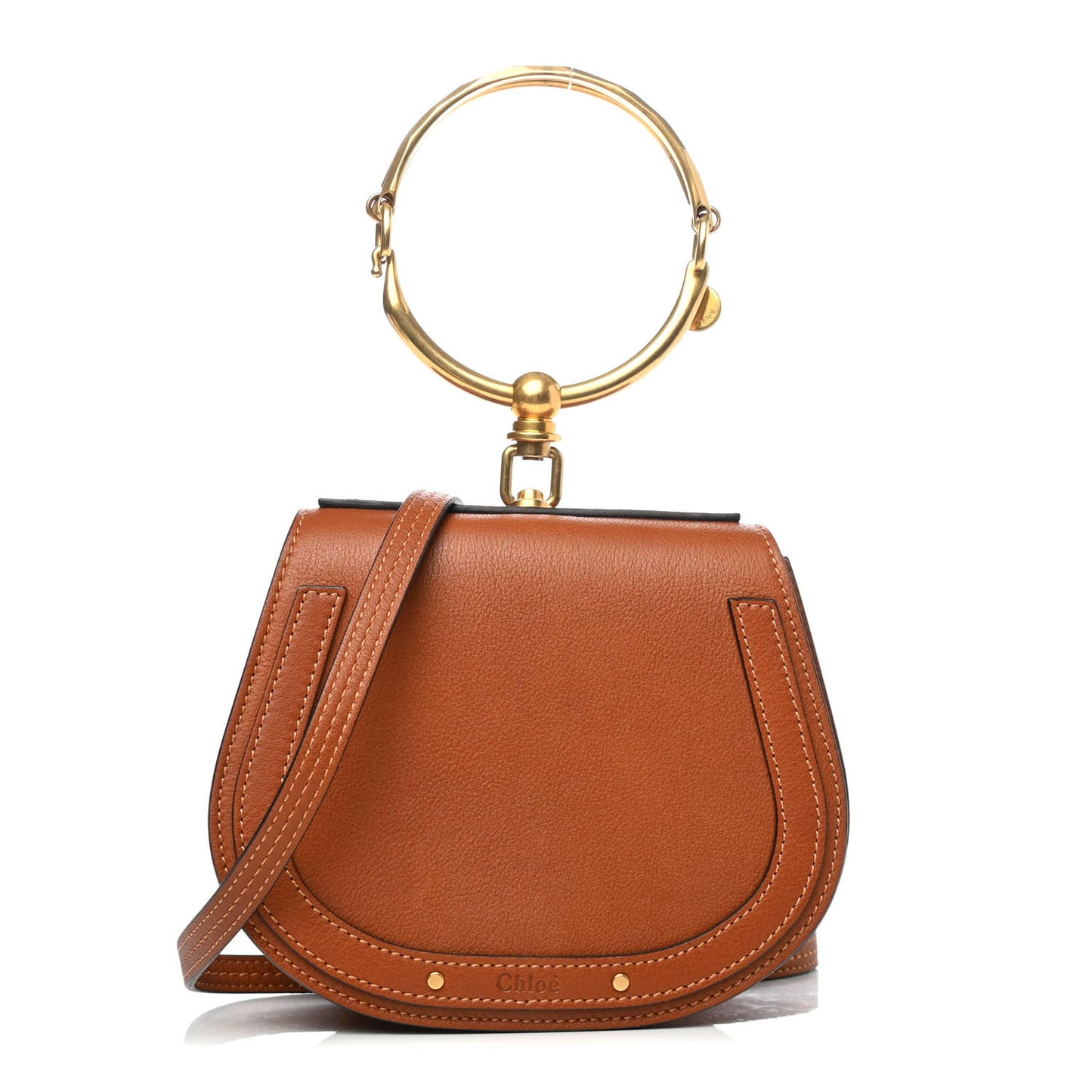 Calfskin Suede Small Nile Bracelet Bag Caramel