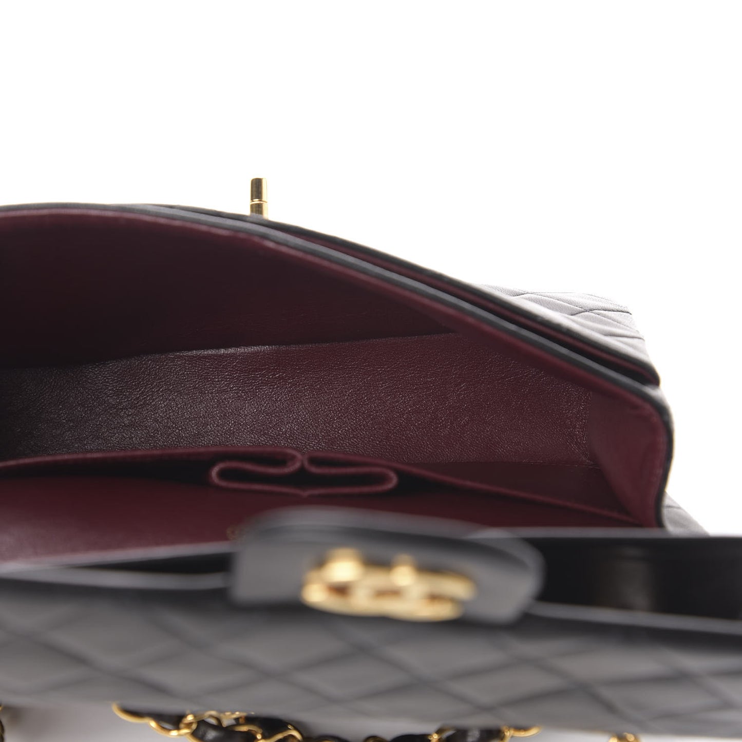 Lambskin Quilted Small Double Flap Black