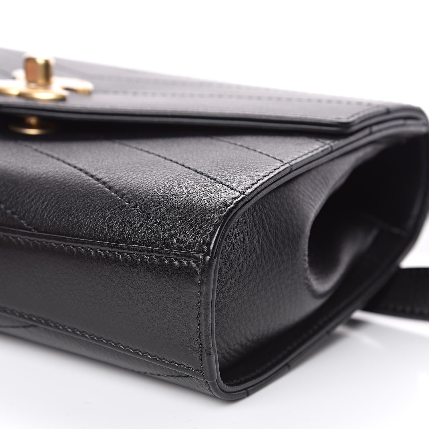 Chanel Calfskin Chevron Stitched Coco Waist Bag Black 9 of 11