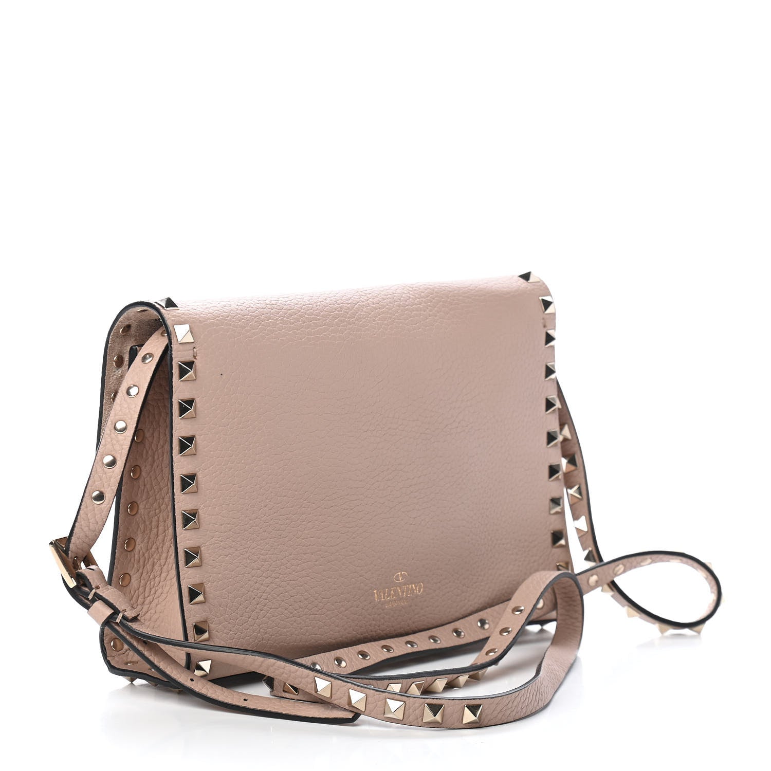 Valentino Garavani Pebbled Calfskin Medium Rockstud Flip Lock Crossbody Bag Poudre 3 of 8