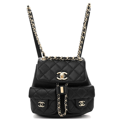 Chanel Shiny Caviar Quilted Small Duma Pockets Drawstring Backpack Black 1 of 12