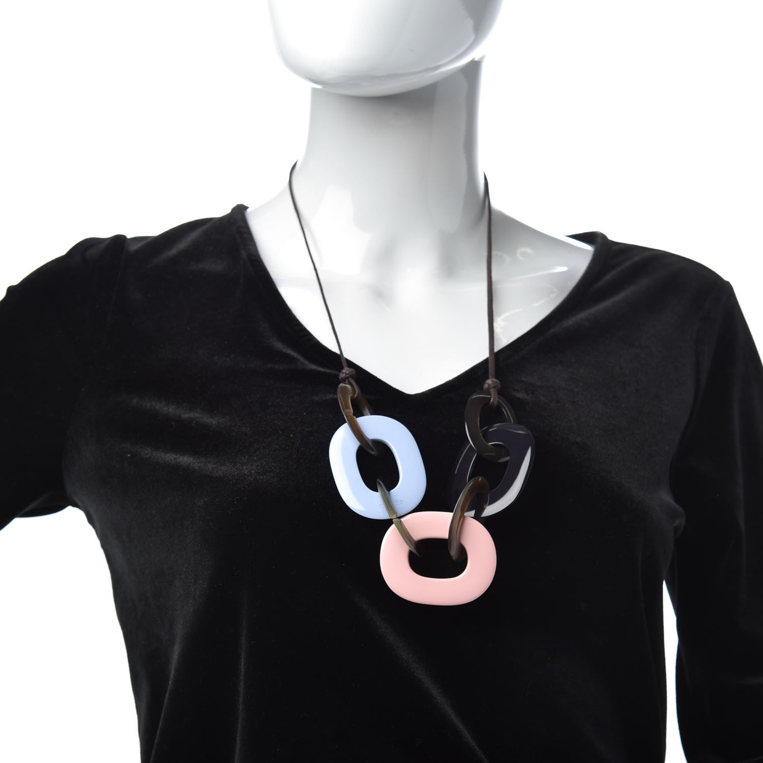 Hermes Lacquered Wood Buffalo Horn Karamba Necklace 2 of 5