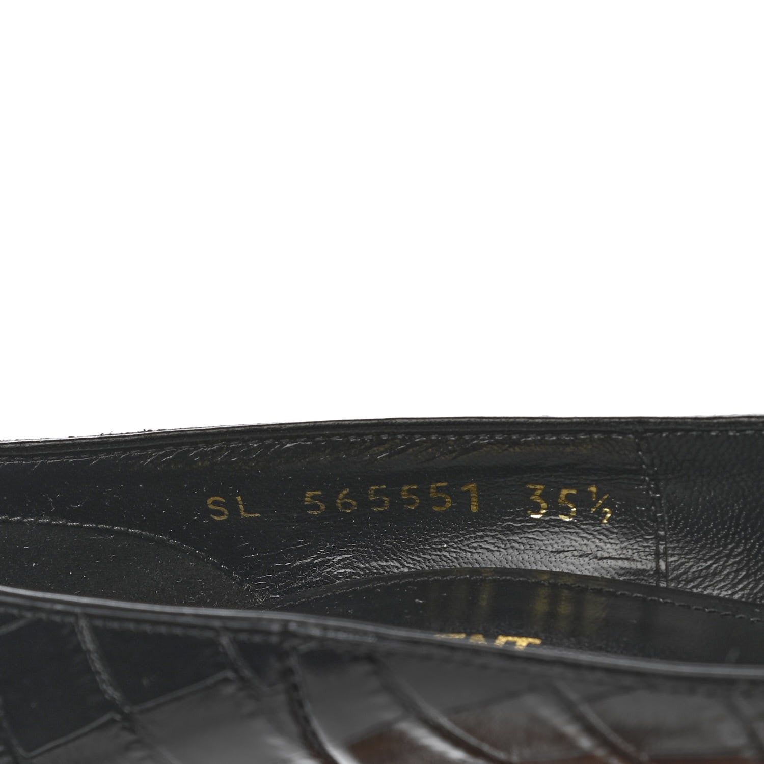 Saint Laurent Calfskin Crocodile Embossed Opyum 110 Pumps 35.5 Black 8 of 10