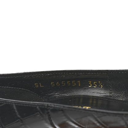 Saint Laurent Calfskin Crocodile Embossed Opyum 110 Pumps 35.5 Black 8 of 10