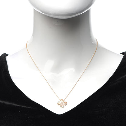 Tiffany 18K Rose Gold Diamond Loving Heart Clover Pendant Necklace 2 of 5