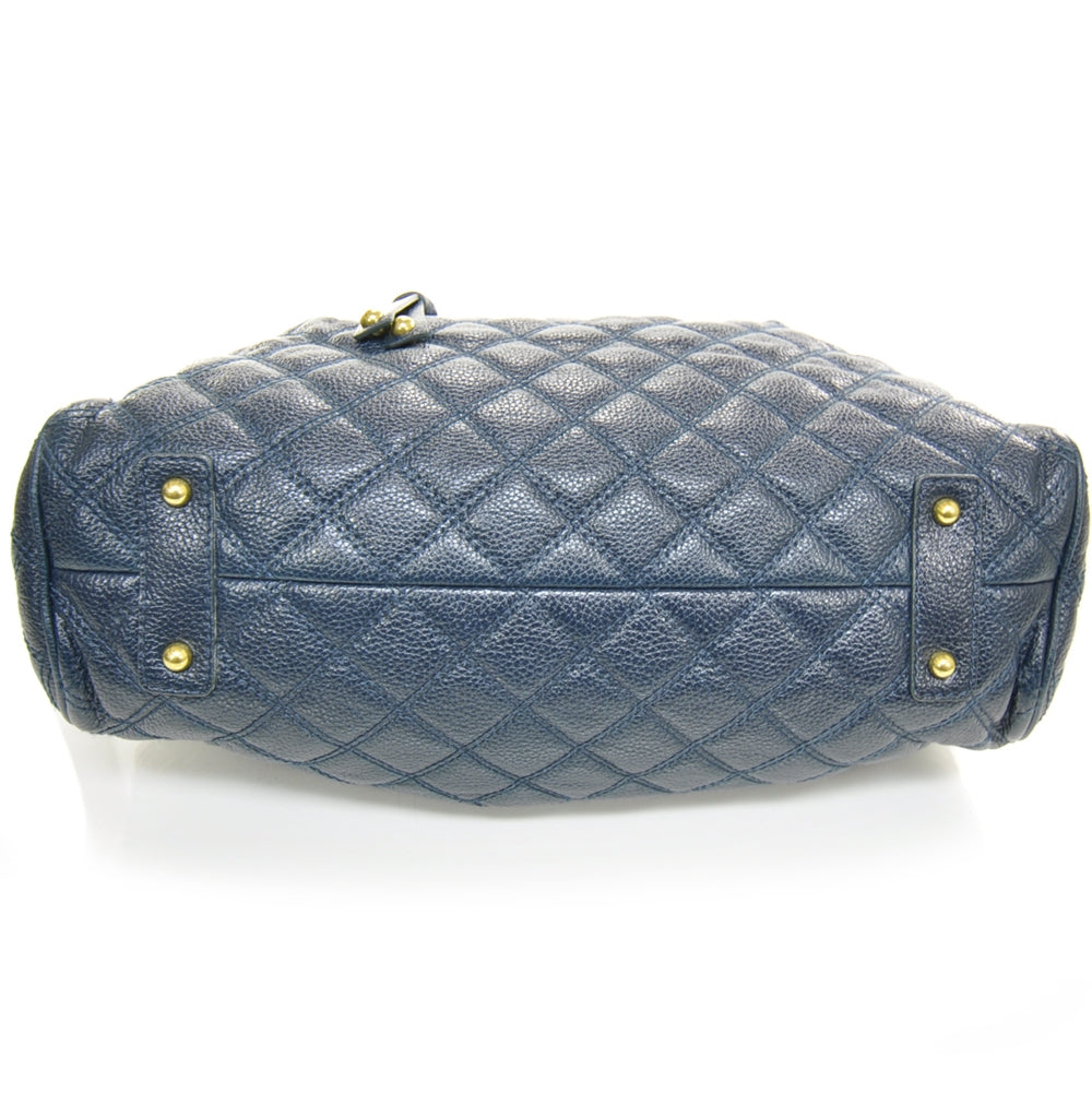 Quilted Leather Stam Petrol Blue