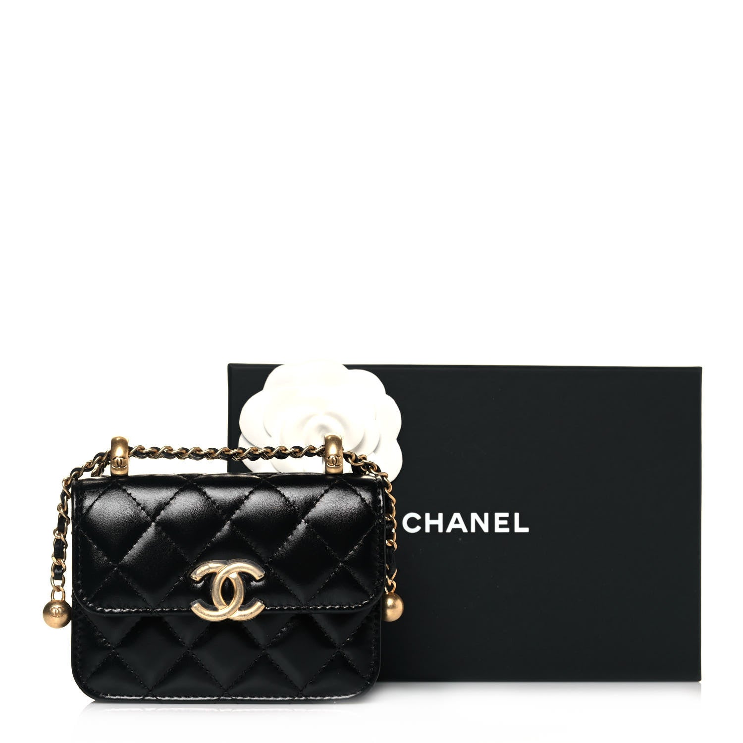 Chanel Calfskin Quilted Perfect Fit Coin Purse With Chain Black 14 of 14