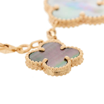 Van Cleef & Arpels 18K Rose Gold Grey Mother of Pearl 5 Motifs Magic Alhambra Bracelet 3 of 4