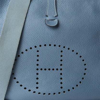 Hermes Taurillon Clemence Evelyne III GM Blue Jean 13 of 14