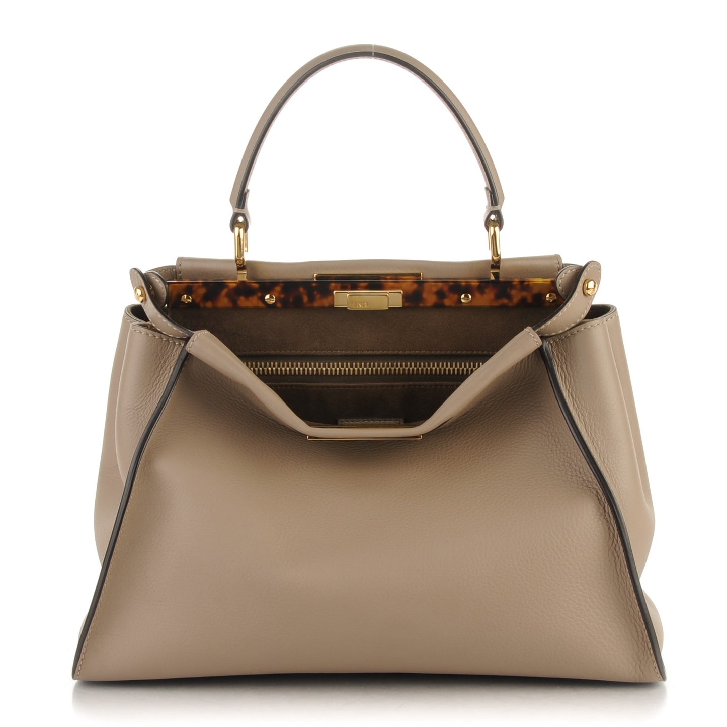 Vitello Seta Plexiglass Tortoise Medium Peekaboo Iconic Satchel Tortora