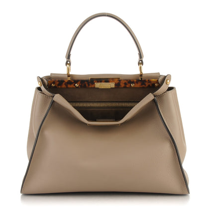 Fendi Vitello Seta Plexiglass Tortoise Medium Peekaboo Iconic Satchel Tortora 1 of 9