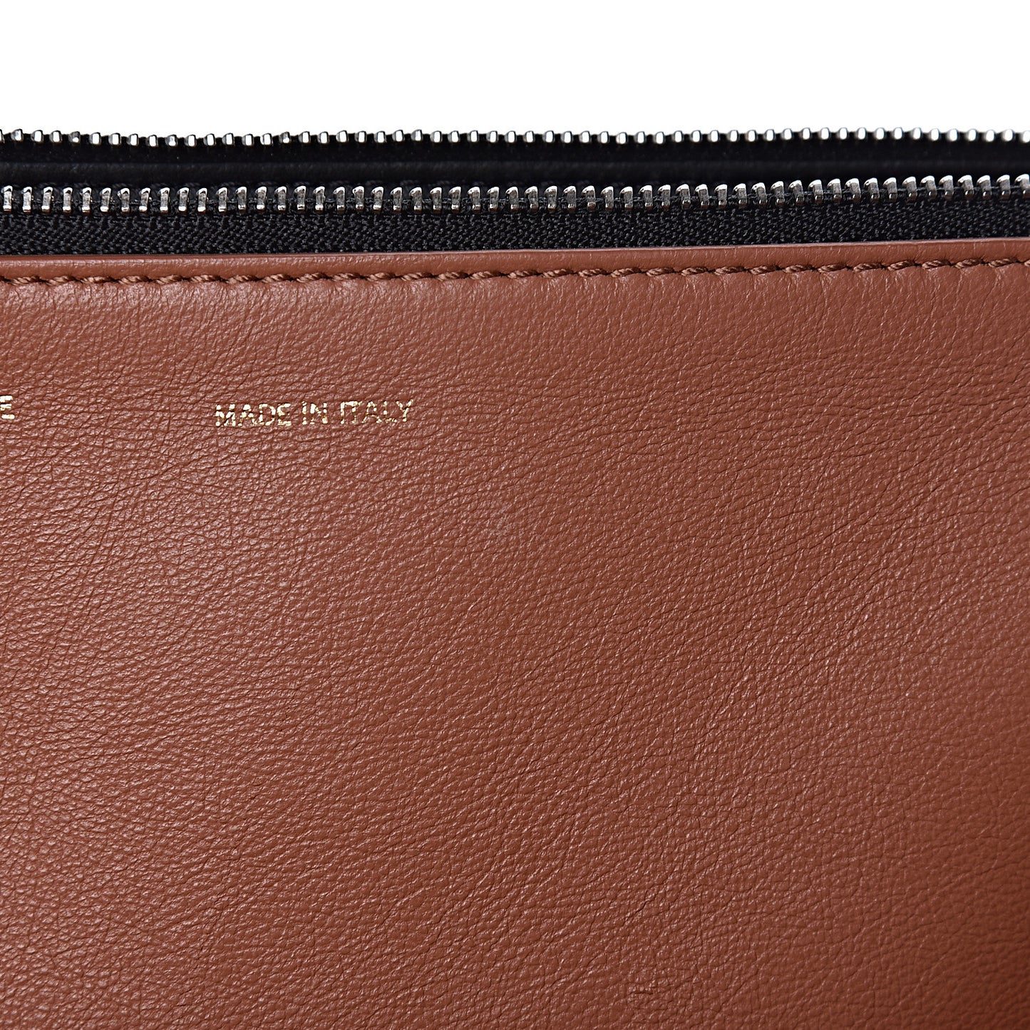 Calfskin Suede Tri-Color Double Zip Trapeze Peach