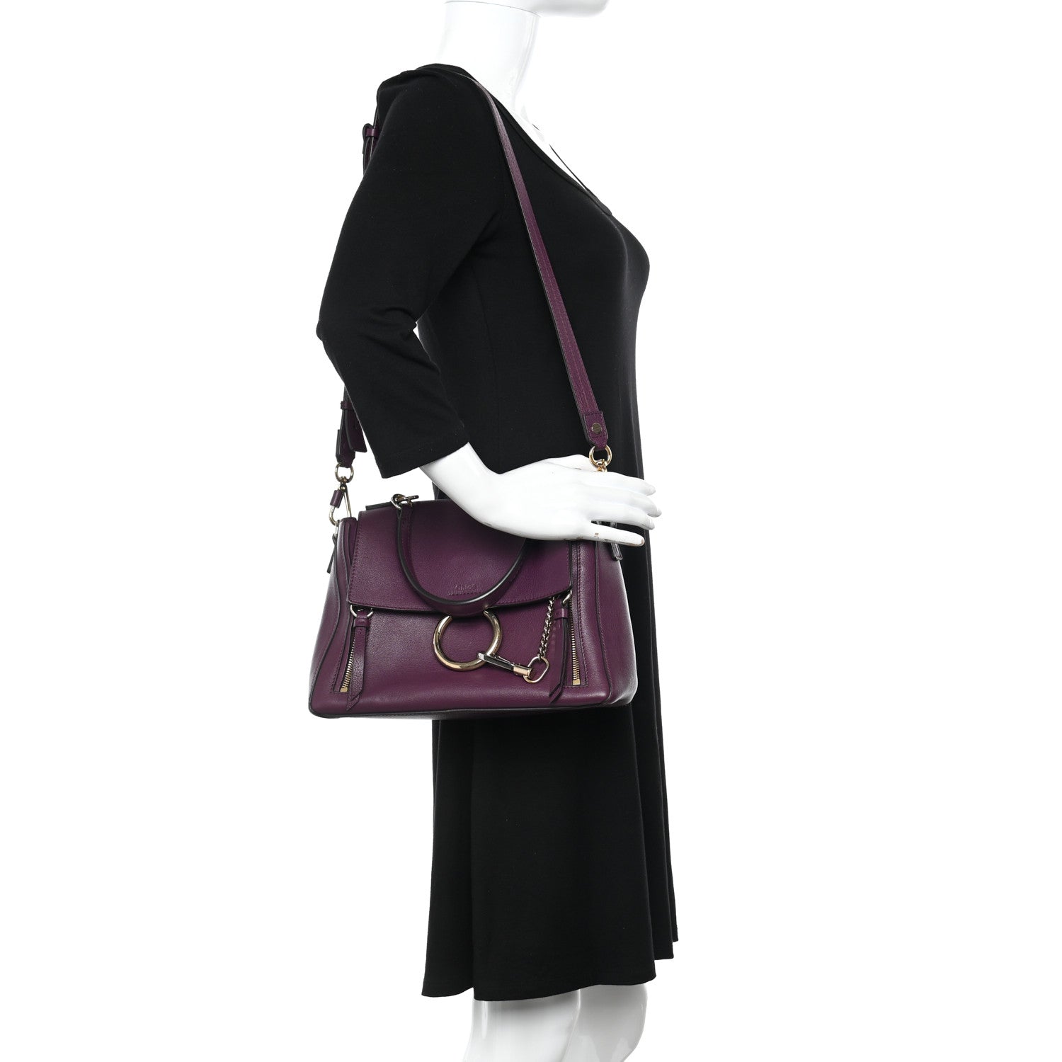 Chloe Calfskin Small Faye Day Shoulder Bag Intense Violine 2 of 17