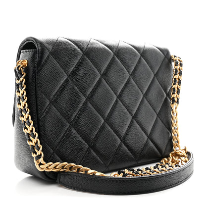 Chanel Shiny Caviar Quilted Small Chain Melody Flap Black 3 of 11
