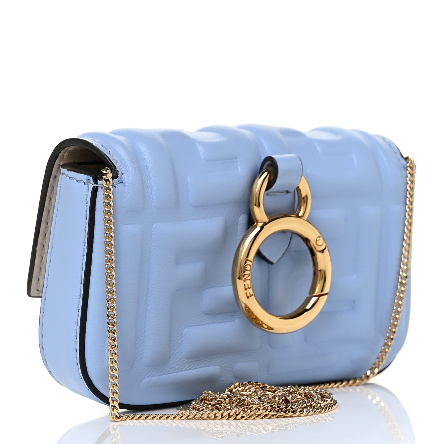 Nappa Matisse FF Embossed Nano Baguette Charm Placid Blue