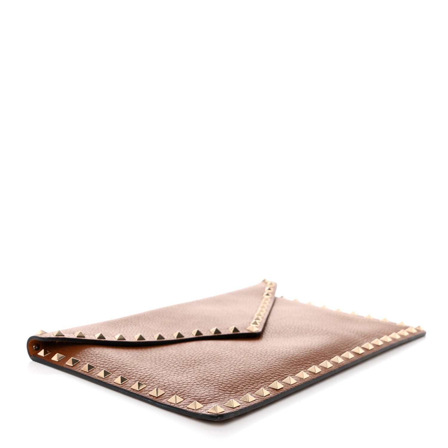 Valentino Garavani Pebbled Calfskin Large Rockstud Envelope Clutch Light Cuir 4 of 7