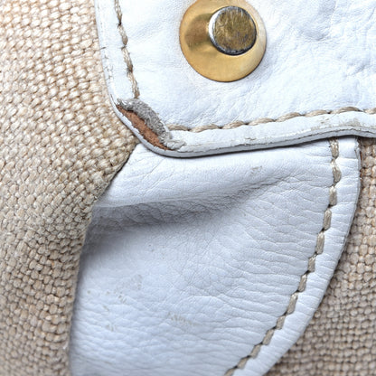 Miu Miu Canvas Calfskin Shoulder Bag Naturale 9 of 10
