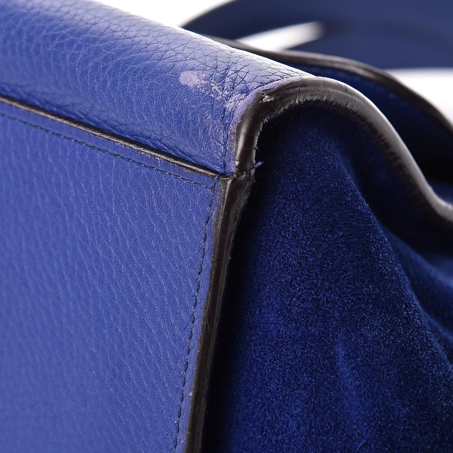 Drummed Calfskin Suede Small Trapeze Indigo