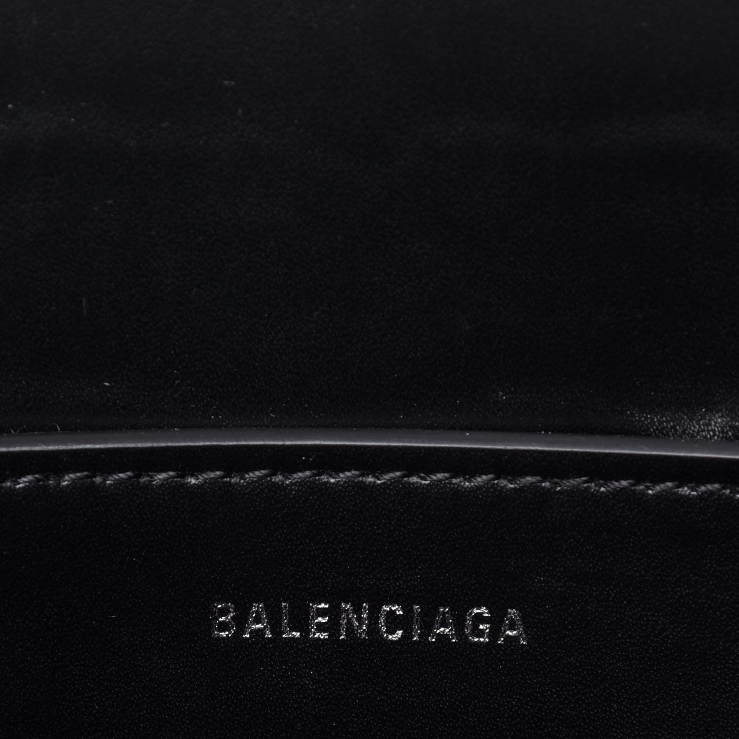 Balenciaga Shiny Calfskin Logo Crocodile Embossed XXS Everyday Tote Black 7 of 10