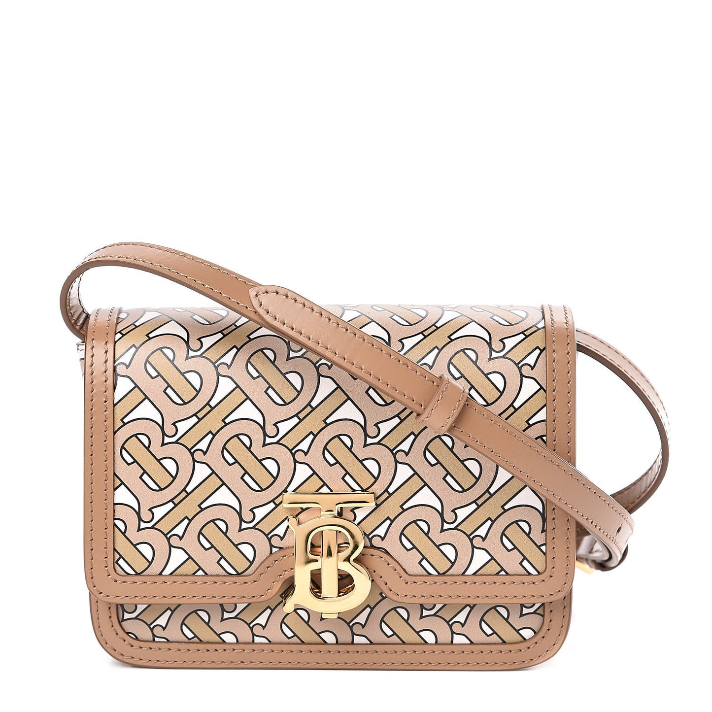 Calfskin Monogram Mini TB Bag Beige