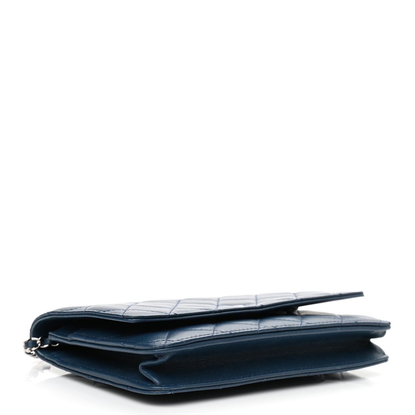 Lambskin Quilted Wallet On Chain WOC Blue