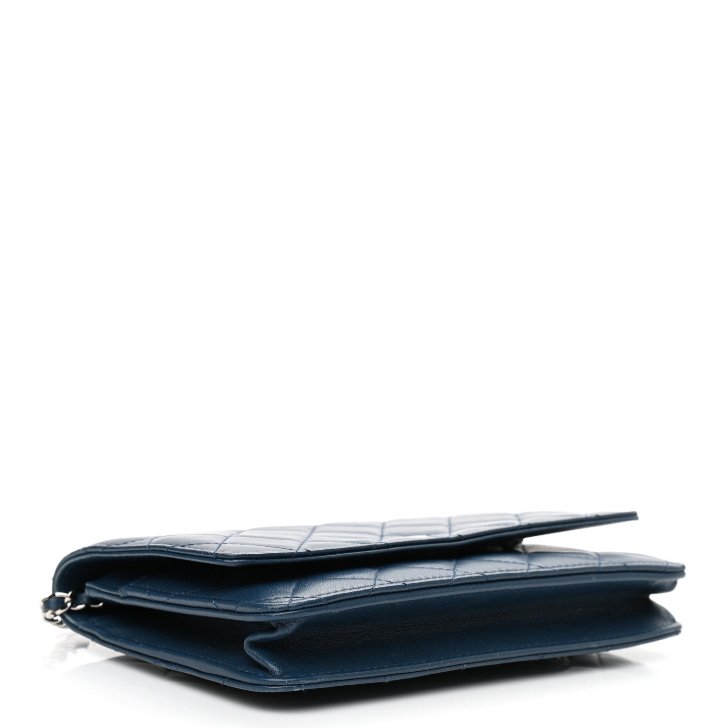 Chanel Lambskin Quilted Wallet On Chain WOC Blue 3 of 15