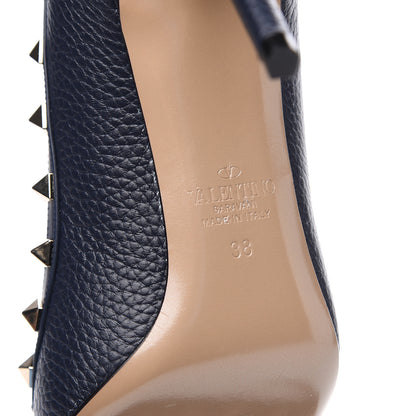 Valentino Garavani Pebbled Calfskin Rockstud 85mm Pumps 38 Marine 6 of 9