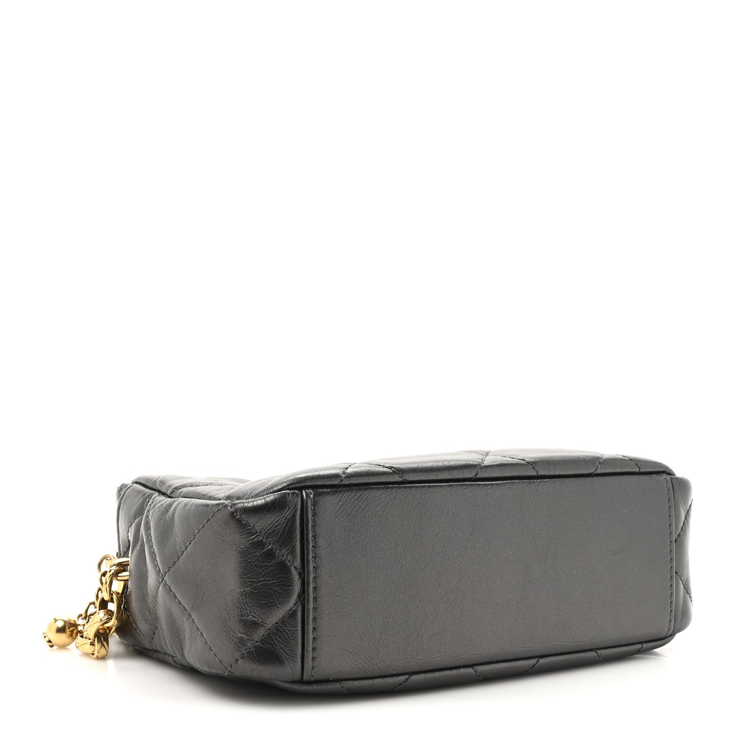 Metallic Calfskin Pearl Quilted CC Mini Camera Case Ruthenium