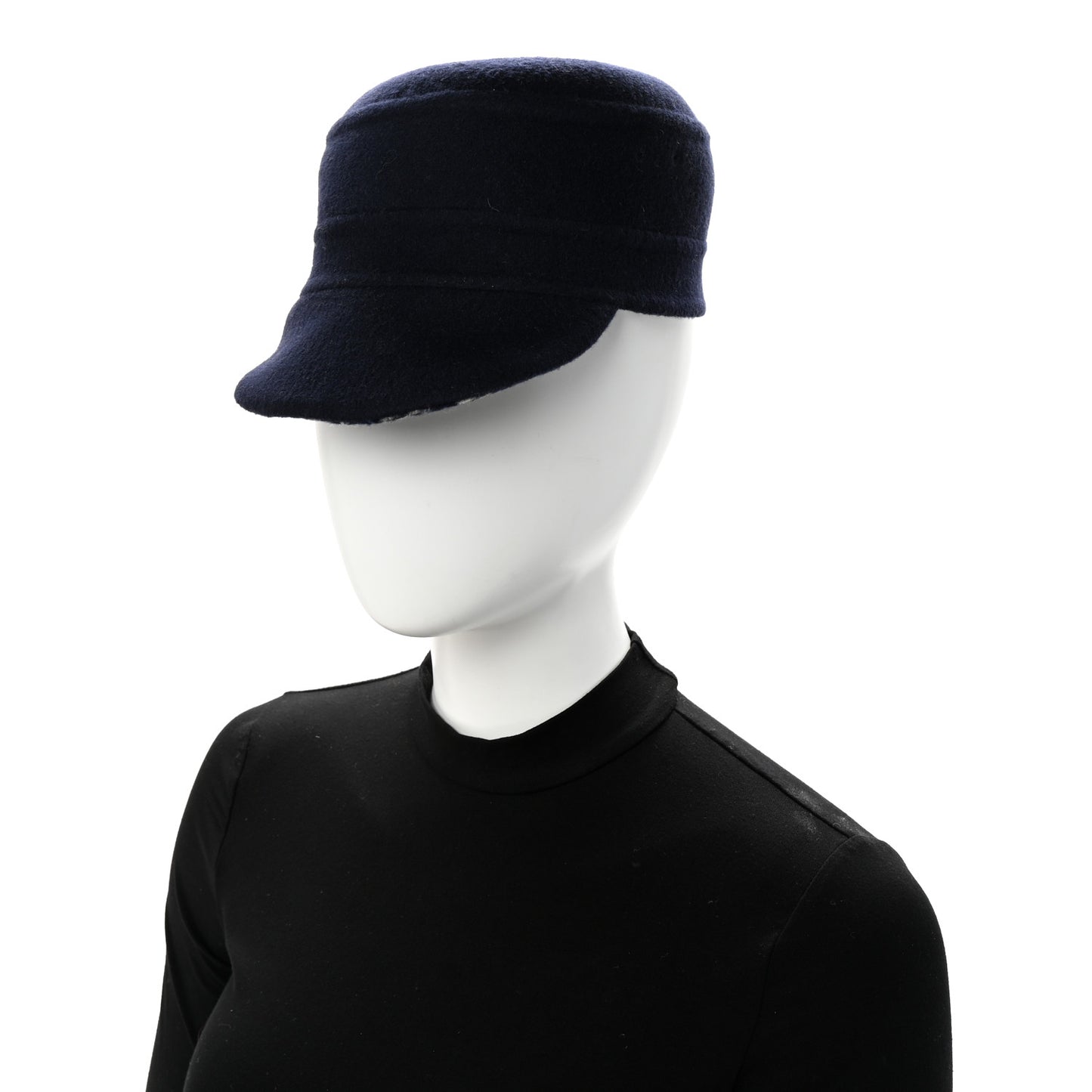Wool Oblique Reversible Chic Military Cap 58 Blue