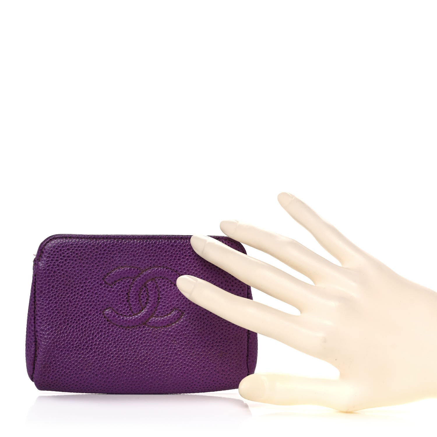 Chanel Caviar Timeless CC Cosmetic Pouch Purple 2 of 9