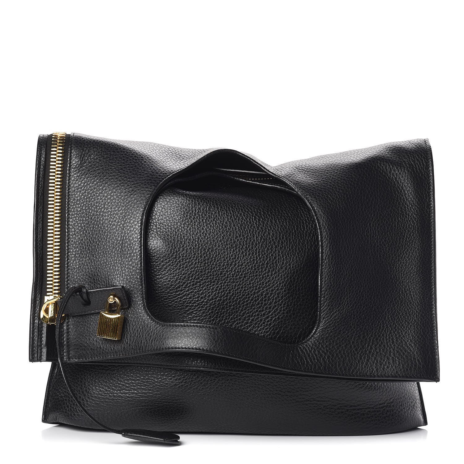 Tom Ford Grained Calfskin Large Alix Padlock Zip Shoulder Bag Black 1 of 12