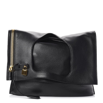 Tom Ford Grained Calfskin Large Alix Padlock Zip Shoulder Bag Black 1 of 12