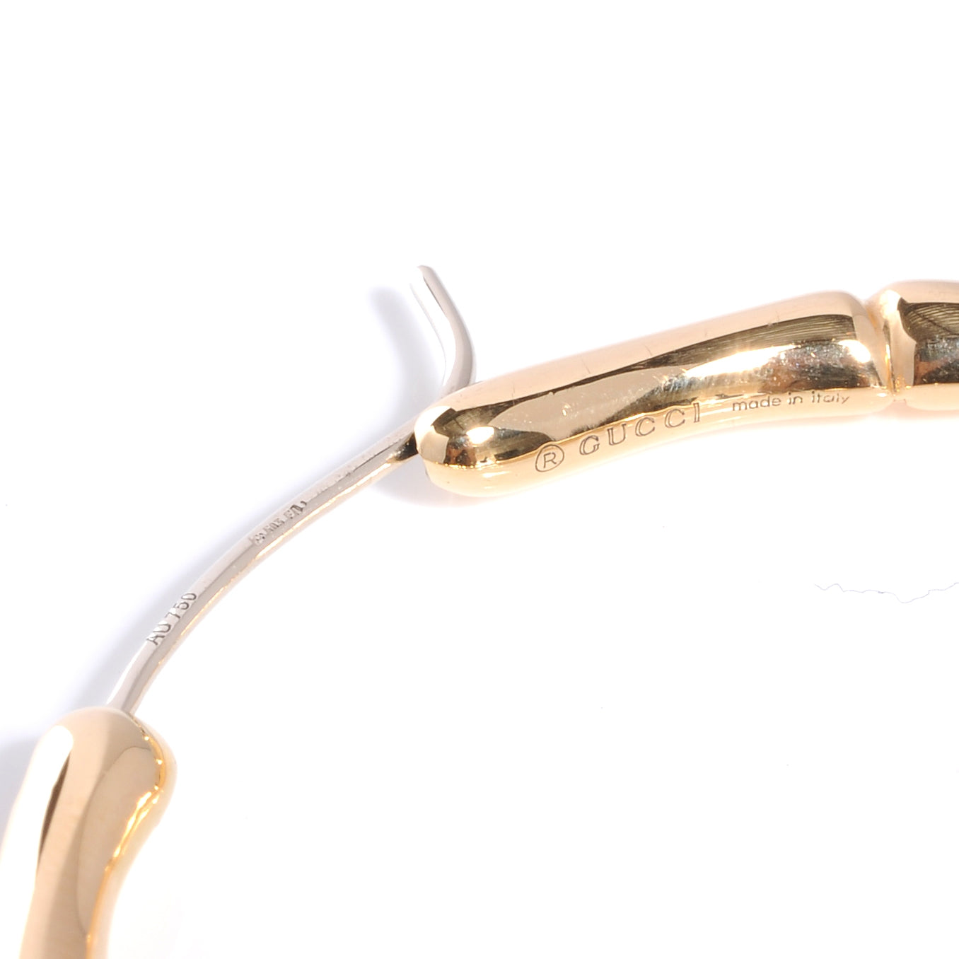 18K Yellow Gold Bamboo Hoop Earrings