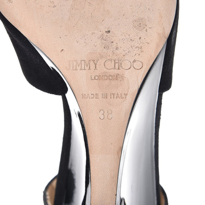 Jimmy Choo Suede Patent Verena Peep Toe Wedge Sandals 38 Black 8 of 9
