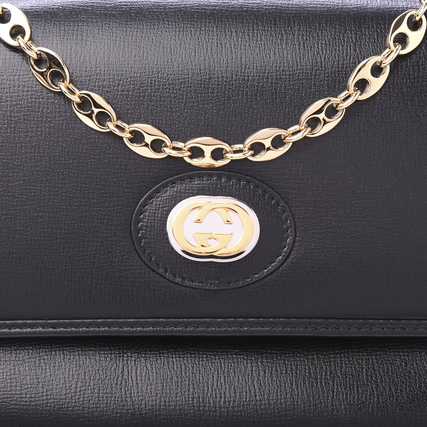 Azalea Calfskin Small Marina Chain Shoulder Bag Black