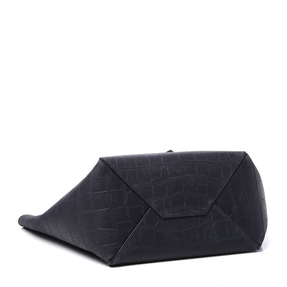 Celine Crocodile Embossed Nubuck Small Belt Cabas Phantom Navy Blue 3 of 9
