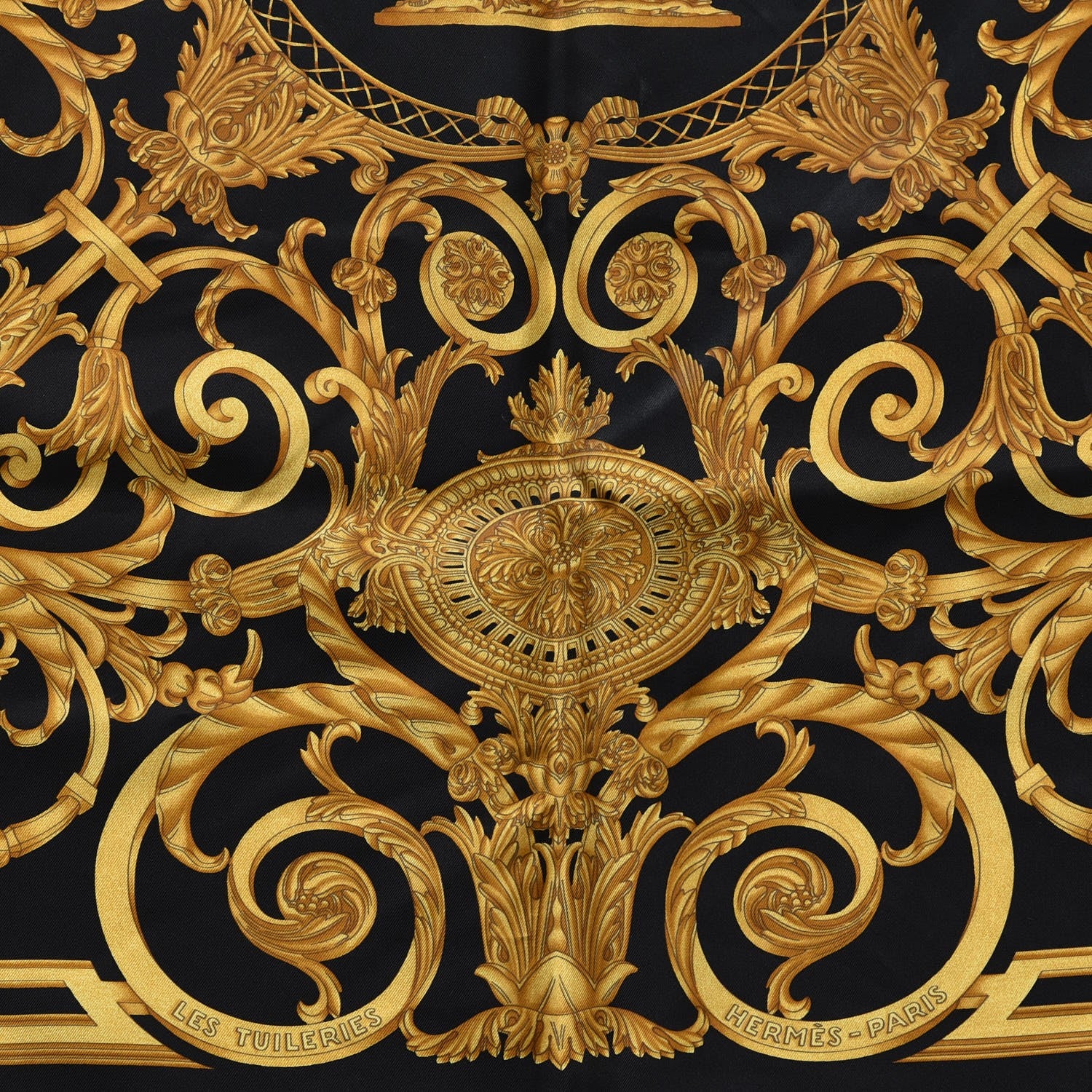 Hermes Silk Les Tuileries Scarf 90 Black 3 of 5