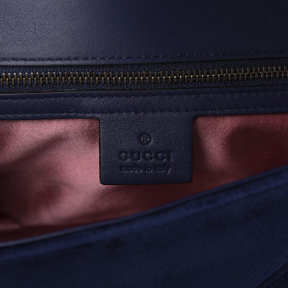 Gucci Velvet Matelasse Small GG Marmont Shoulder Bag Cobalt Blue 8 of 9