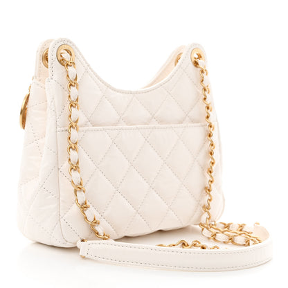 Chanel Shiny Crumpled Calfskin Quilted Small Wavy CC Hobo White 3 of 11