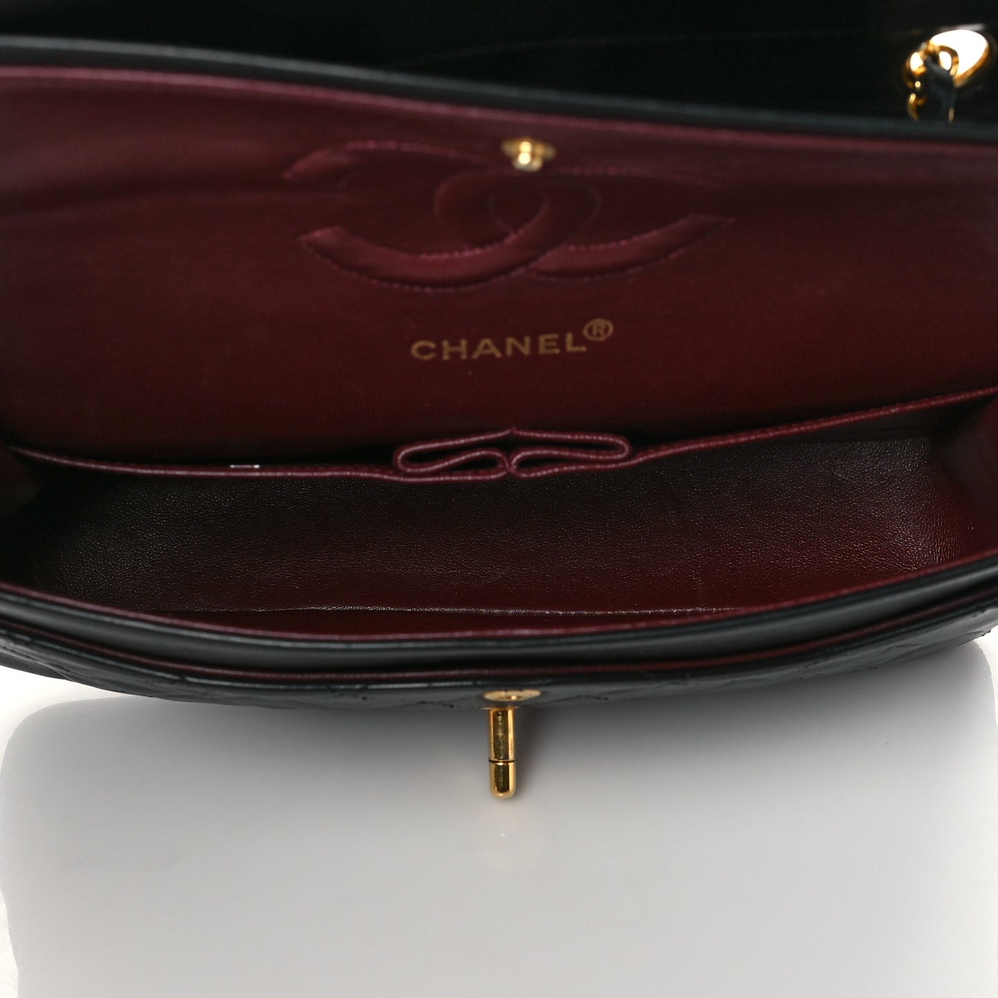 Lambskin Quilted Medium Double Flap Black