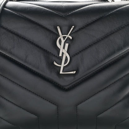 Saint Laurent Calfskin Y Quilted Monogram Small Loulou Chain Satchel Black 9 of 11