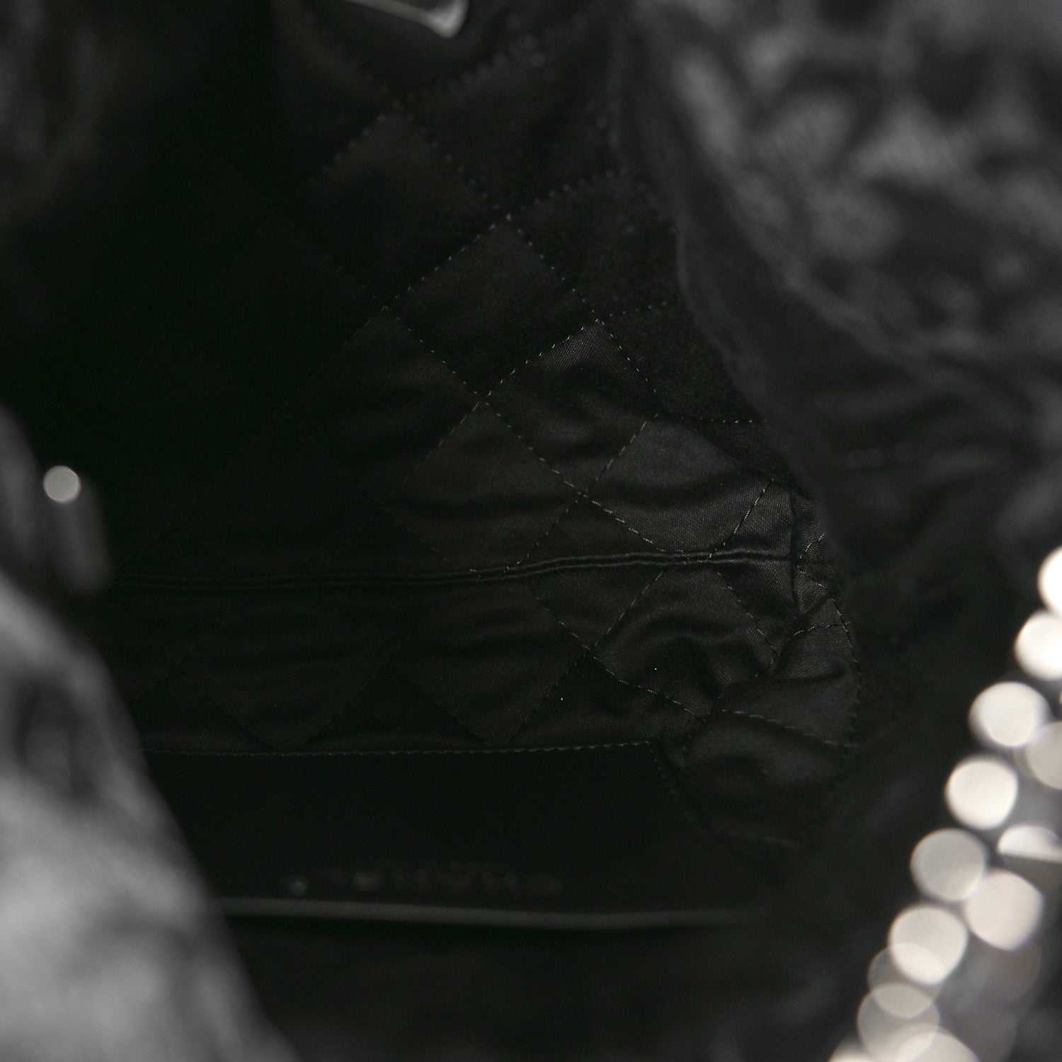 Chanel Denim Quilted Floral Print Mini Chanel 22 Black Grey 5 of 10