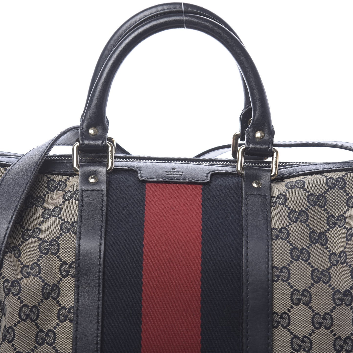 Monogram Selleria Calfskin Vintage Web Medium Boston Beige Blue