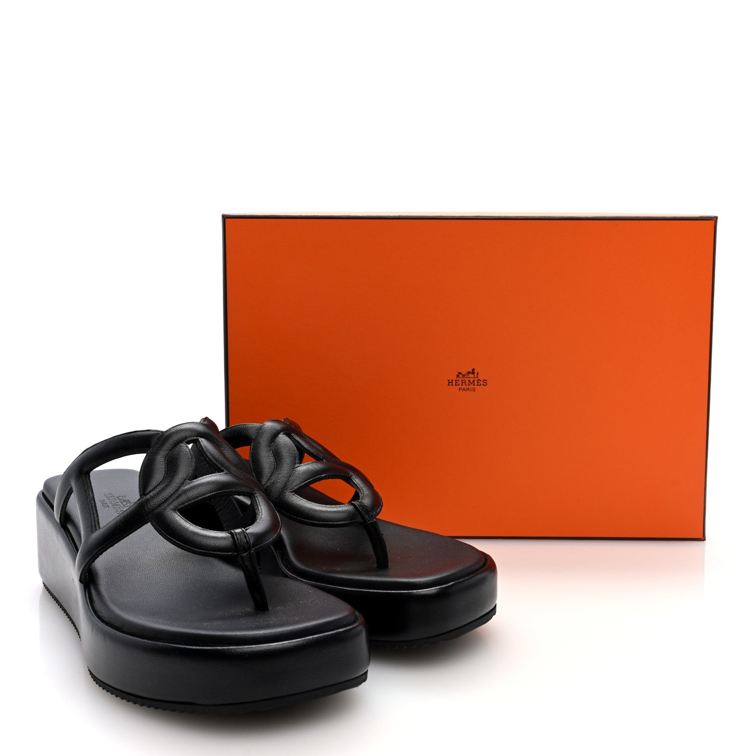 Hermes Nappa Gipsy Sandals 38 Black 9 of 9
