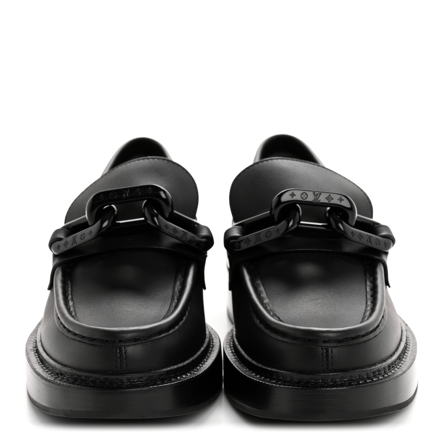 Louis Vuitton Calfskin Oversized Chain Academy Loafers 38.5 Black 3 of 10